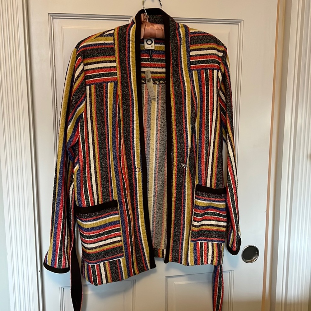 Akemi + Kin for Anthropologie - light jacket/wrap with snap front and sash